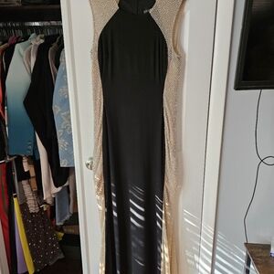 Elegant Black and Cream Evening Gown